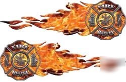 Flaming maltese cross decals 88S inferno reflective