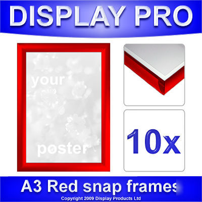 10 x A2 red snap frames clip poster holders snapframe
