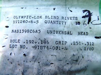 NAS1398C6A5 olympic blind rivet RV1240-6-5 - pack of 07