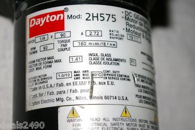 New motor dayton 2H575 90VDC 1/4HP 90RPM 2.72 amps