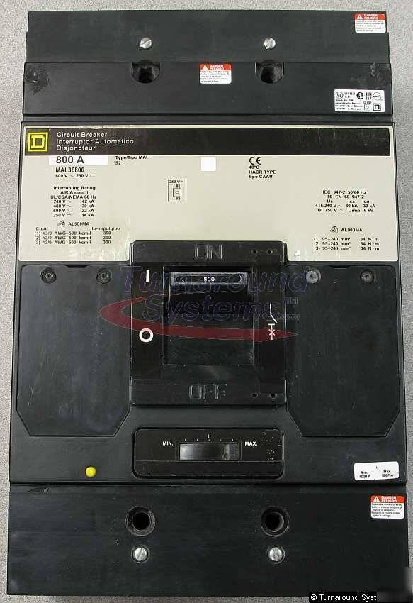 New square d MAL36800 circuit breaker, 800 amp, 600 v, 