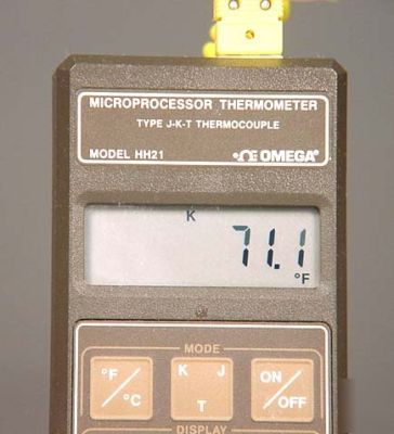 Omega HH21 digital thermocouple thermometer w/ 2 probes