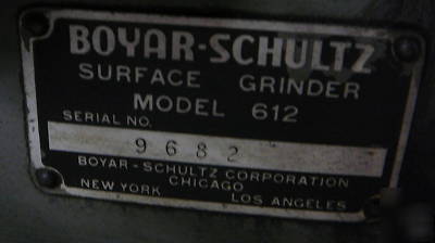 Boyar schultz model 612 surface grinder, 5X10 table