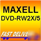Maxell dvd-RW2X/5 rw 2X speed pack rewritable 4.7GB 120
