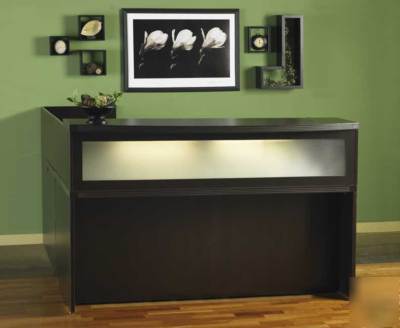 6PC textured glass l shape reception desk, #tf-abe-R1