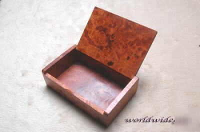 Afzelia, amboyna burl wood business card holder box