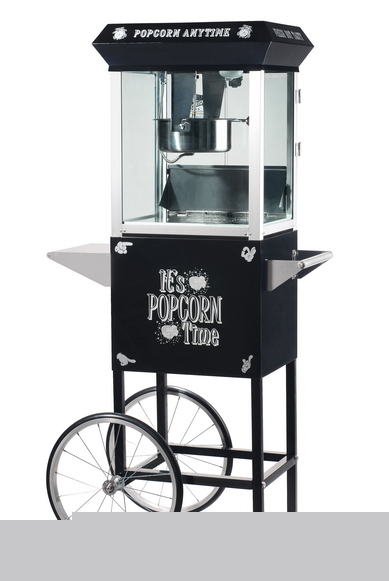 Black antique style popcorn popper machine cart 6 ounce