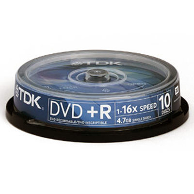10 tdk 16X dvd+r blank dvd discs.