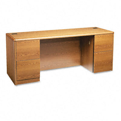 10700 full ped kneespace credenza medium oak frame/top