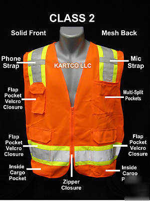 Radians class 2 multi-poicket mesh back vest org-med