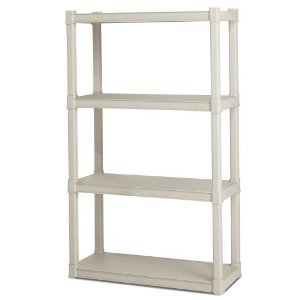 Sterilite 01648501 4-shelf shelving unit, platinum