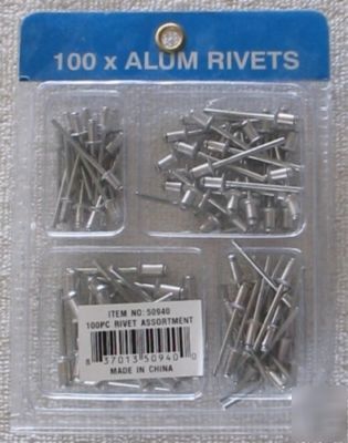 Pop rivet assortment 100 set hand air riveter tool kit