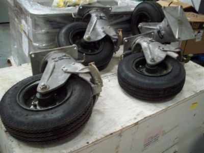 Set- four casters pneumatic tire super heavy duty aerol