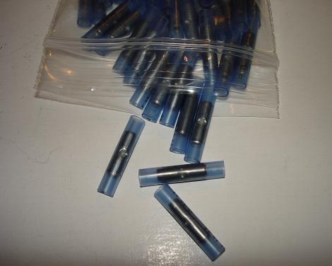 100 blue butt connectors nylon straight 16-14 awg wire