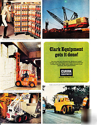 1974 clark equipment print ad crane forklift loader