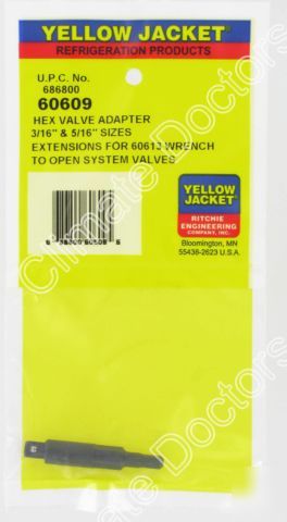 New yellow jacket 60609 hex key adapter for 3/16 & 5/16 