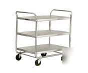 Utility cart - 3 shelf - open base w/guard rails