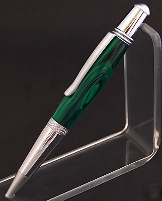 Green banded tru-stone sierra style pen (handmade)