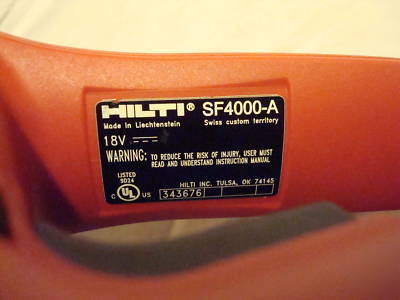 Hilti sf 4000-a screwgun 18V 3,0AH nimh SFB185 bat,case