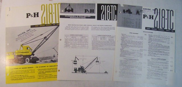 P&h 1967 218-tc crane dragline hoe shovel brochure lot
