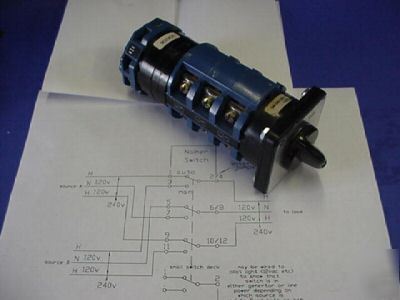 Rotary transfer switch generator shore power 3PDT 65A 