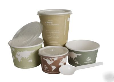 Compostable paper soup/food containers 32 oz case 500