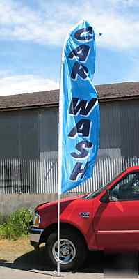 15 feet tall car wash feather swooper bow flag w/pole 