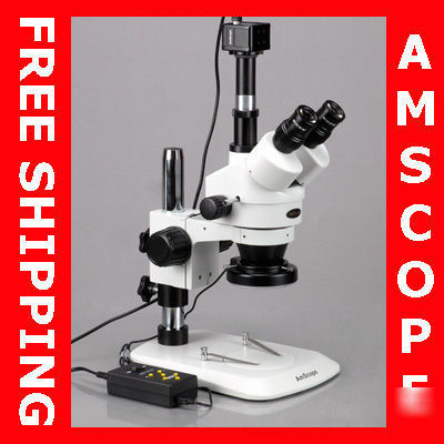 3.5X-45X stereo coin microscope + 144-led & 1.3M camera