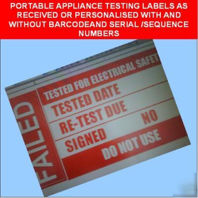 20 pat testing labels 50 x 25 mm plug top size 
