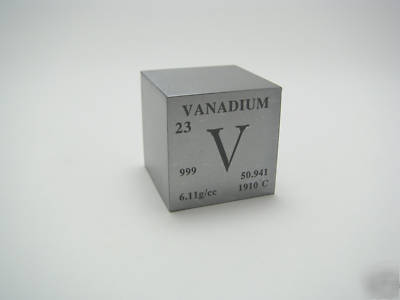 Pure vanadium metal element cube 99.9% pure 98 grams