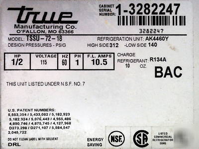 True tssu-72-18 salad/sandwich refrigerated prep table 