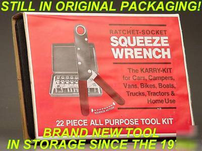 New ratchet socket squeeze wrench 22 piece tool kit