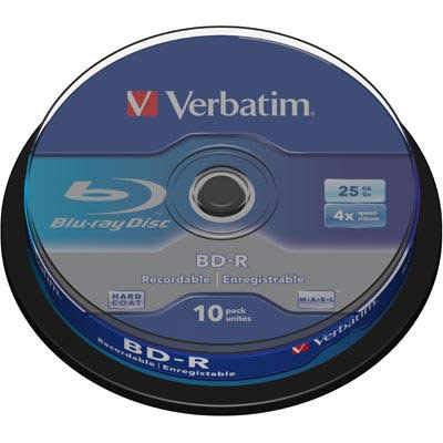 10 verbatim 4X bd-r blu-ray 25GB blank discs.