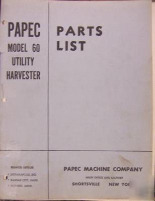 Papec 60 forage harvester parts manual