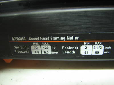 Ridgid R350RHA round head framing nailer 3 1/2