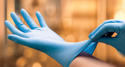 Cardinal tru-blu powder-free nitrile gloves size small 
