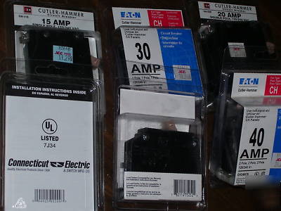 2-2 pole a 20 & 40AMP & 4-1 pole breakers 2-15, 2-40AMP