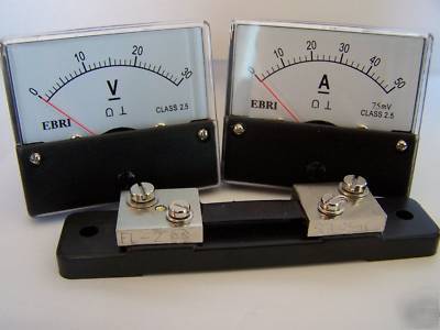 30 volt panel meter dc and 50 amp with shunt analog 3
