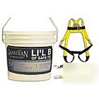Bucket of safety fall protection kit lanyard harness