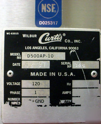 Wilbur curtis D500 ap airpot coffee brewer