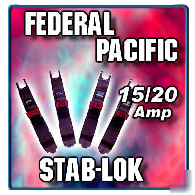 4 federal pacific stab lok 15 & 20 amp 1P thin breakers