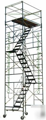 New 5' x 7' x 20' stairway case rolling tower scaffold
