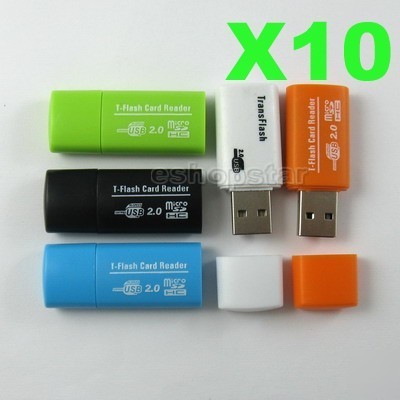 New 50 pcs USB2.0 microsd t-flash tf memory card reader