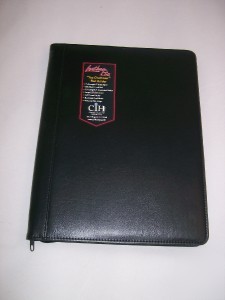 Nwt black leather etc pad holder portfolio w/calculator