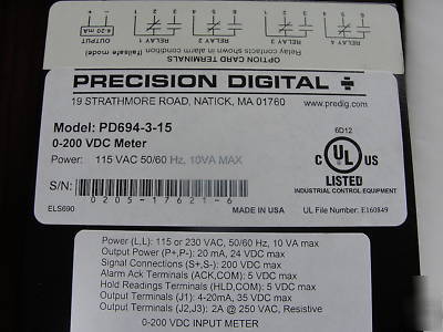 Precision digital universal vdc input meter PD694-3-15