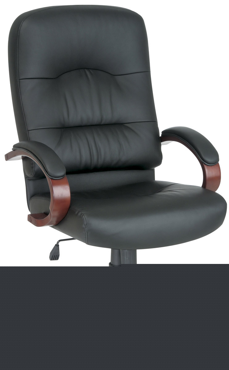 High back black leather manager executive office chair