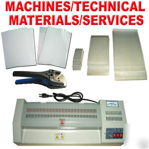 Laminator+pouch film+glossy inkjet paper+corner rounder