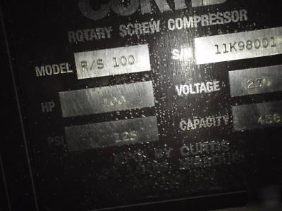 Curtis 100HP air compressor+ref. dryer+oil separator 