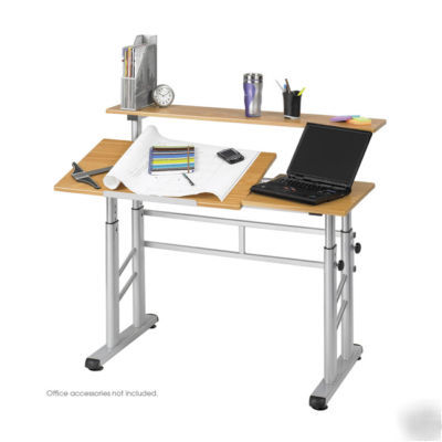 Height adjustable split level art craft drafting table 