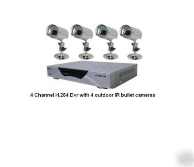 New h.264 hardware codec netwk dvr w/ 4 camera package